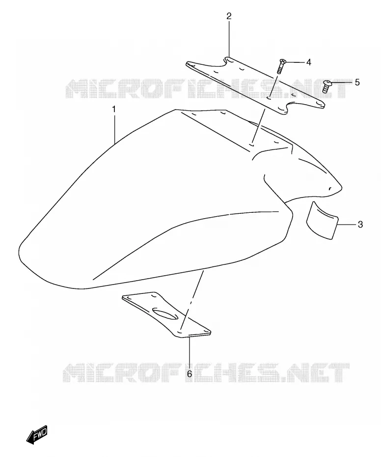 FRONT FENDER (GSF1200ST/SV/SAV/SW/SAW/SX/SAX/SY/SAY) Suzuki MOTO 1200 BANDIT 1997  GSF1200SAV(E2)