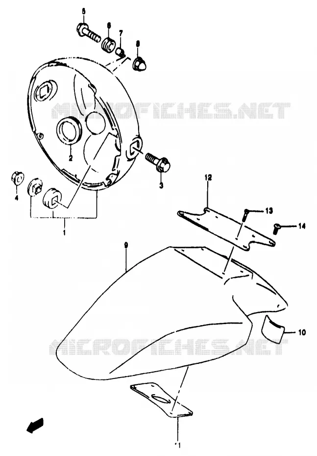 FRONT FENDER (GSF1200T/V/W/X/Y) Suzuki MOTO 1200 BANDIT 1999  GSF1200SX(T/V/W/X/Y)