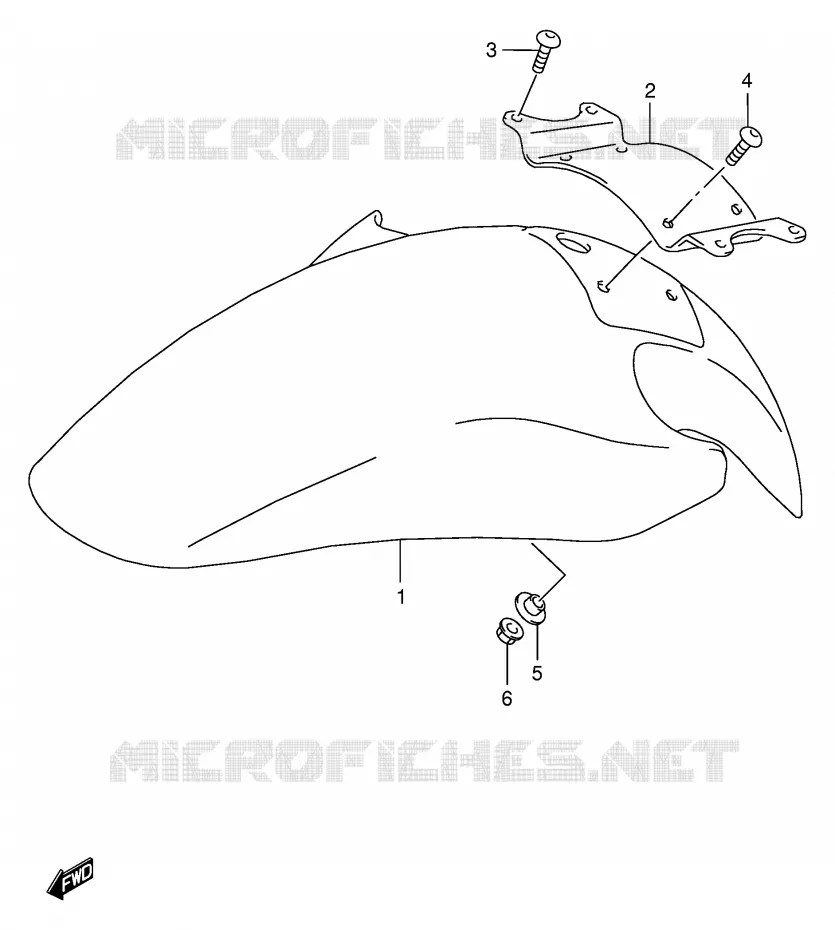 FRONT FENDER (GSF600ST/SUT/SV/SUV/SW/SUW/SX/SUX) Suzuki MOTO 600 BANDIT 1996  GSF600UT(E2)