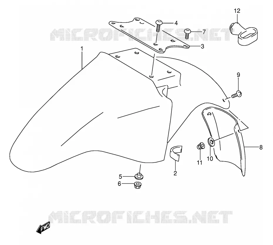 FRONT FENDER (MODELE K/L/M/N/P/R/S) Suzuki MOTO 500 GS-E 1990  GS500EL(E2)