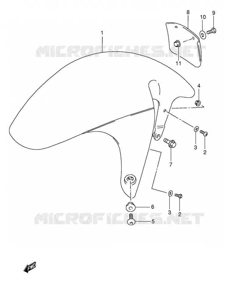 FRONT FENDER (MODELE S/T/V/W) Suzuki MOTO 1100 GSX-R 1995  GSX-R1100WSKS(E2)