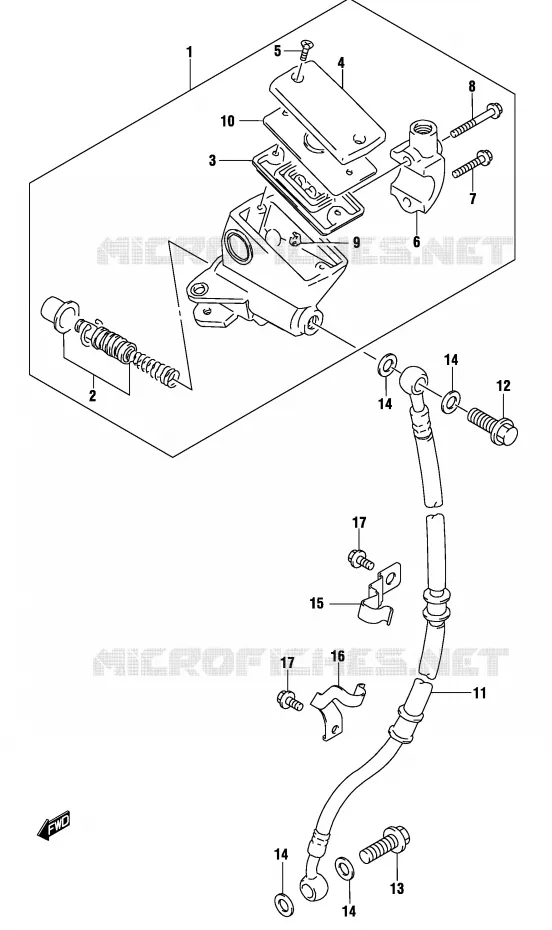 FRONT HOOFDREMCILINDER (GS500FK4/FUK4) Suzuki MOTO 500 GS-E 2004  GS500K4(P19)