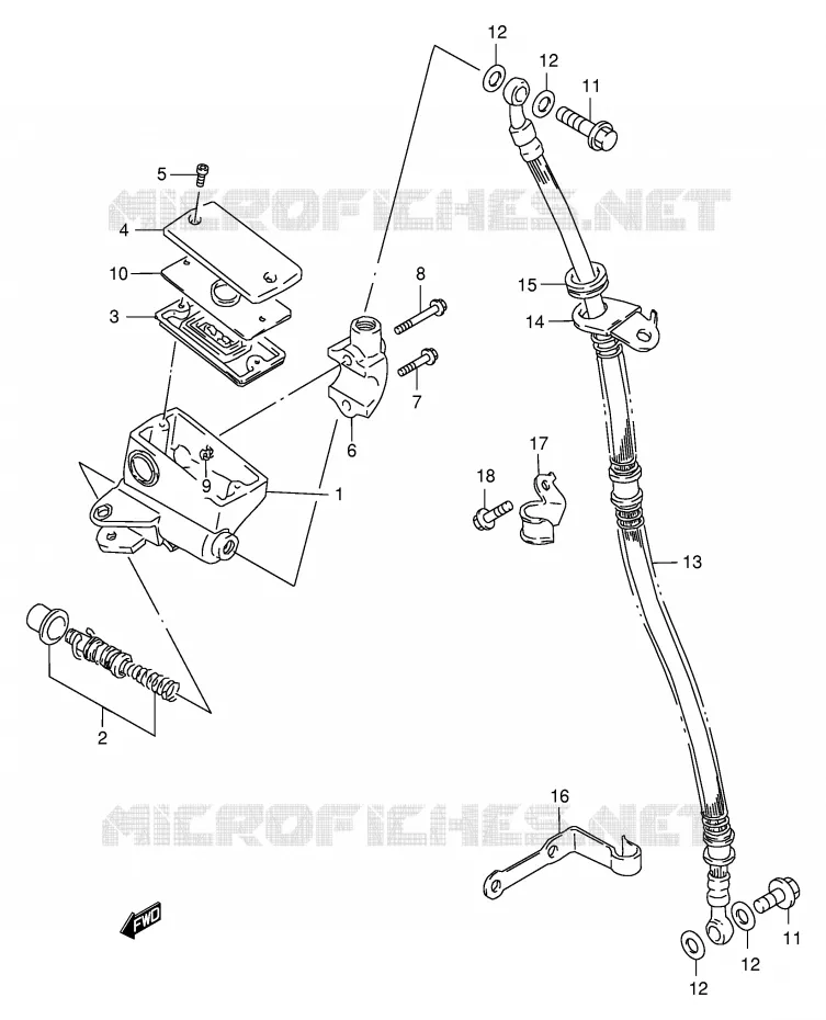 FRONT HOOFDREMCILINDER Suzuki MOTO 250 GN 1996  GN250ET(E2)
