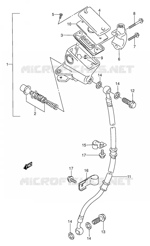 FRONT HOOFDREMCILINDER Suzuki MOTO 500 GS-E 1989  GS500EUK(E2)