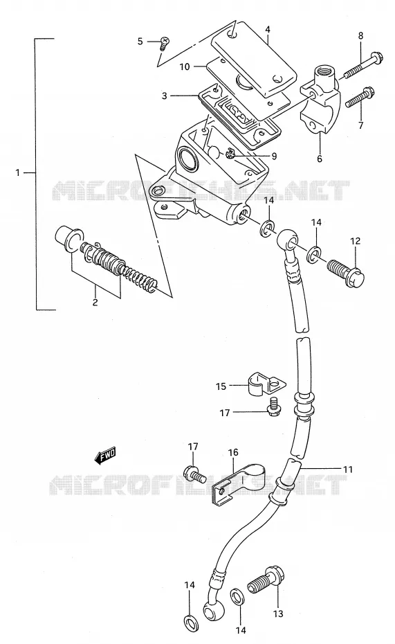FRONT HOOFDREMCILINDER Suzuki MOTO 500 GS-E 1994  GS500ER(E28)