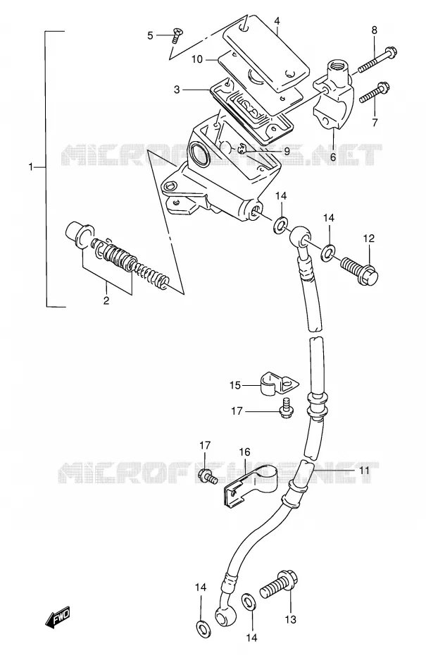 FRONT HOOFDREMCILINDER Suzuki MOTO 500 GS-E 2002  GS500UK2(E2)