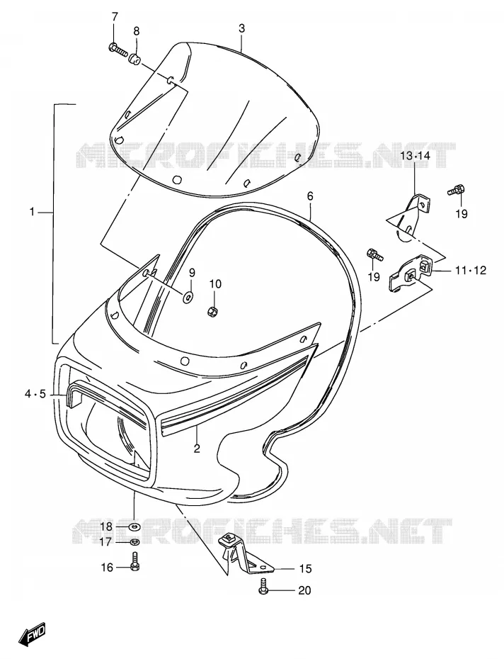 FRONT KUIP (GS125ESM/ESR) Suzuki MOTO 125 GS 1994  GS125ESR(E1)