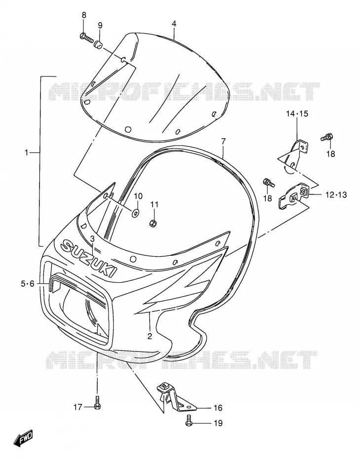 FRONT KUIP (GS125SR/ESR P37) Suzuki MOTO 125 GS 1985  GS125ESF(E1)