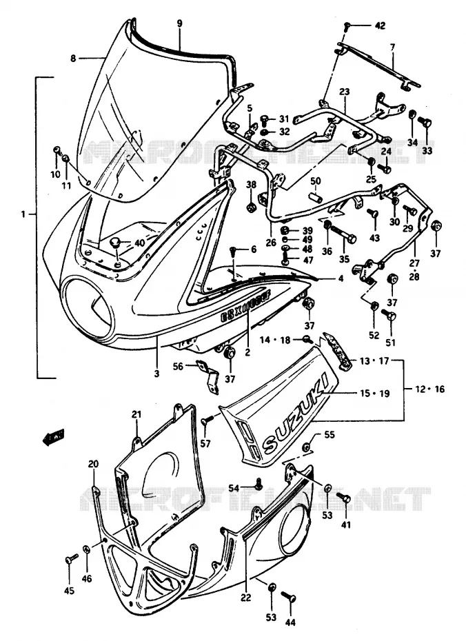 FRONT KUIP (GSX1100EFE E2) Suzuki MOTO 1150 GS 1985  GS1150ESF(E/F/G)