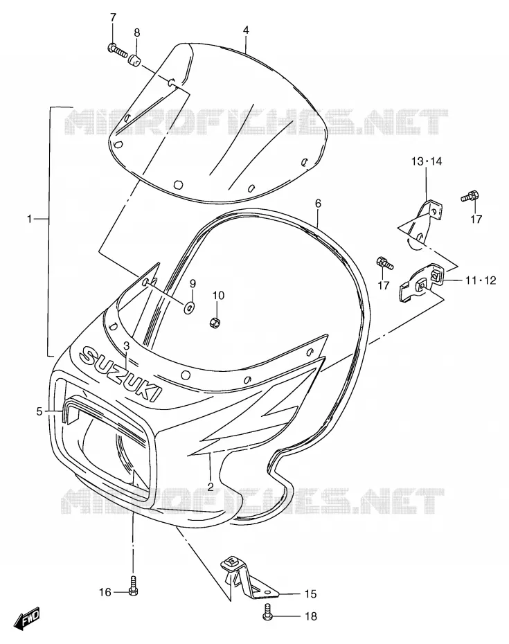 FRONT KUIP (MODELE X) Suzuki MOTO 125 GS 2000  GS125UY(E71)