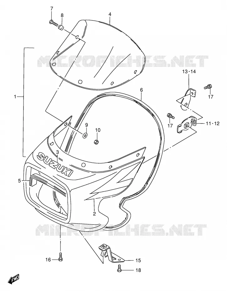 FRONT KUIP (MODELE Y) Suzuki MOTO 125 GS 2000  GS125UY(E71)
