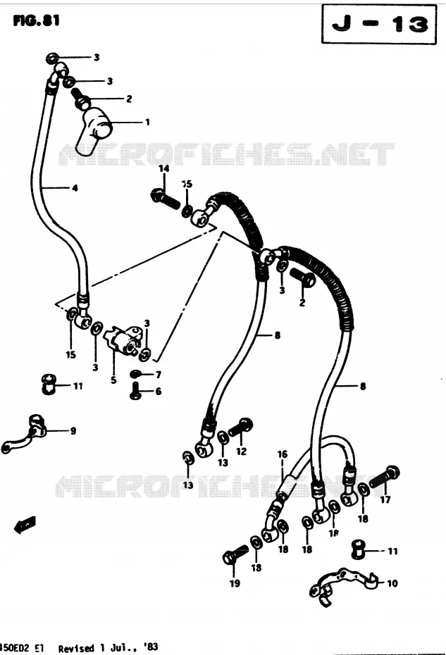 FRONT REMSLANG (E34) Suzuki MOTO 450 GS 1982  GS450Z(2/Z/D)