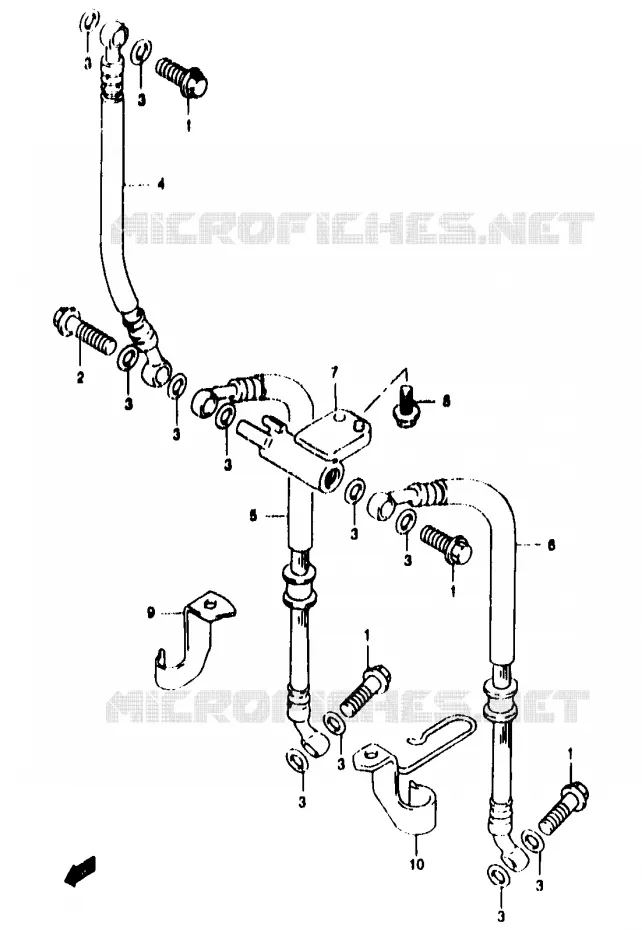 FRONT REMSLANG (GSF1200T/V/W/X/Y/ST/SV/SW/SX/SY) Suzuki MOTO 1200 BANDIT 1996  GSF1200T/GSF1200ST