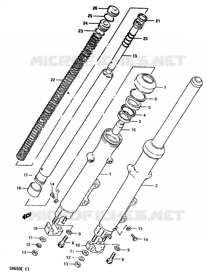 FRONT SCHOKDEMPER (GR650D/E) Suzuki MOTO 650 TEMPTER 1983  GR650D(D/E)