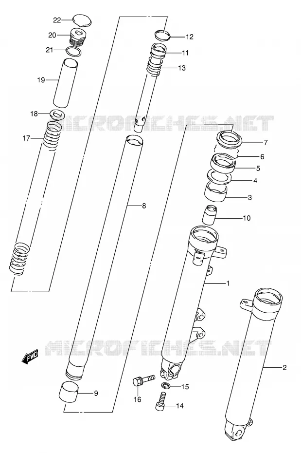 FRONT SCHOKDEMPER (MODELE K/L/M) Suzuki MOTO 500 GS-E 1996  GS500EUT(E2)