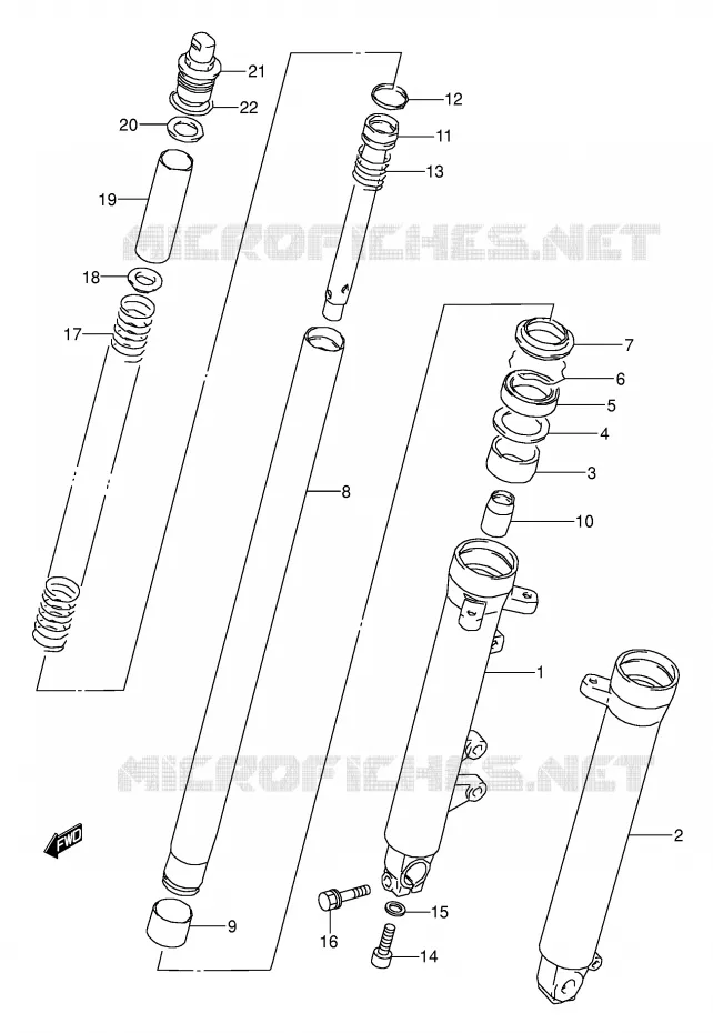 FRONT SCHOKDEMPER (MODELE N/P/R/S/T) Suzuki MOTO 500 GS-E 1993  GS500EUP(E2)
