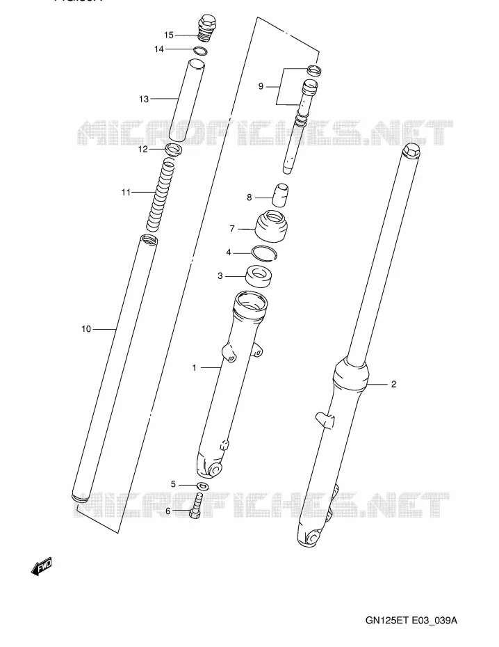 FRONT SCHOKDEMPER (MODELE T) Suzuki MOTO 125 GN 1992  GN125EN(E3)
