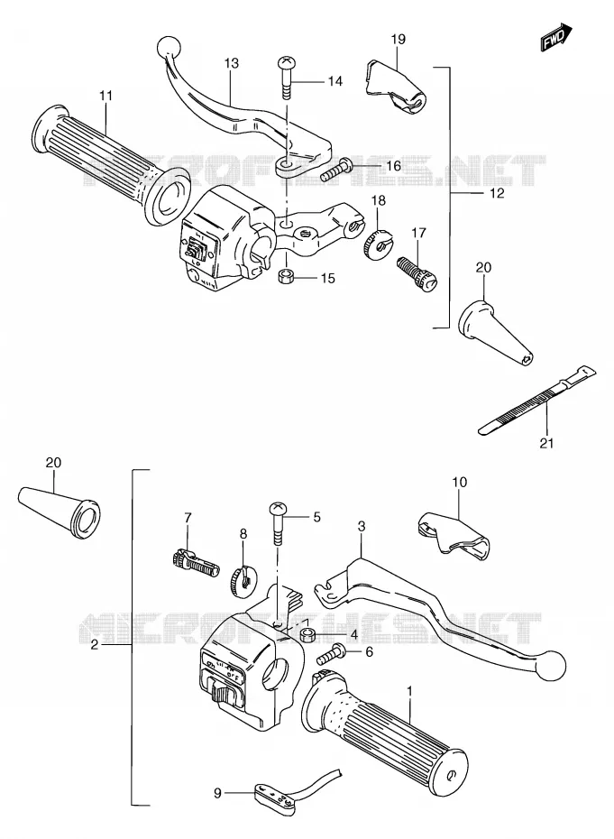 HANDGRIPS - LEVERS (GS125UX/UY E71) Suzuki MOTO 125 GS 1999  GS125UX(E71)