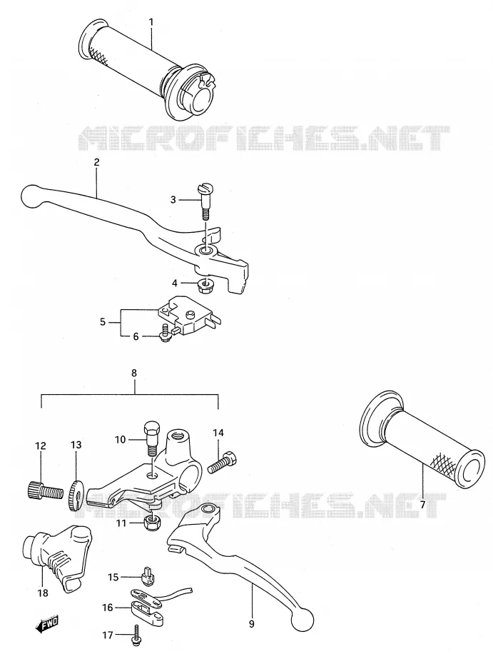 HANDGRIPS - LEVERS (MODELE K) Suzuki MOTO 500 GS-E 1994  GS500ER(E28)