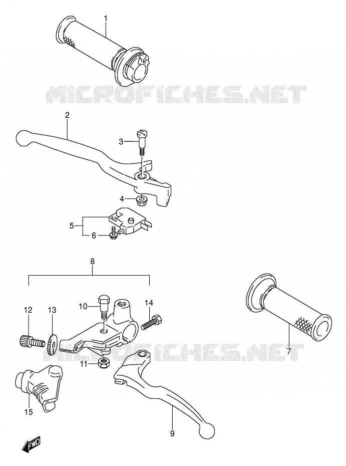 HANDGRIPS - LEVERS (MODELE K) Suzuki MOTO 500 GS-E 1995  GS500EUS(E2)