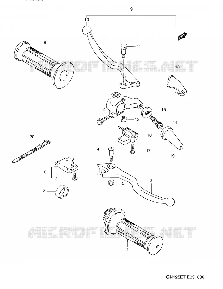 HANDGRIPS - LEVERS Suzuki MOTO 125 GN 1992  GN125EN(E3)