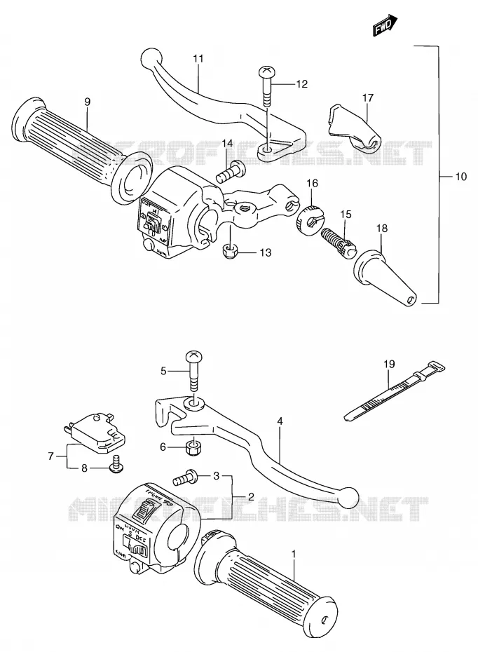 HANDGRIPS - LEVERS Suzuki MOTO 125 GS 2000  GS125SY(E71)