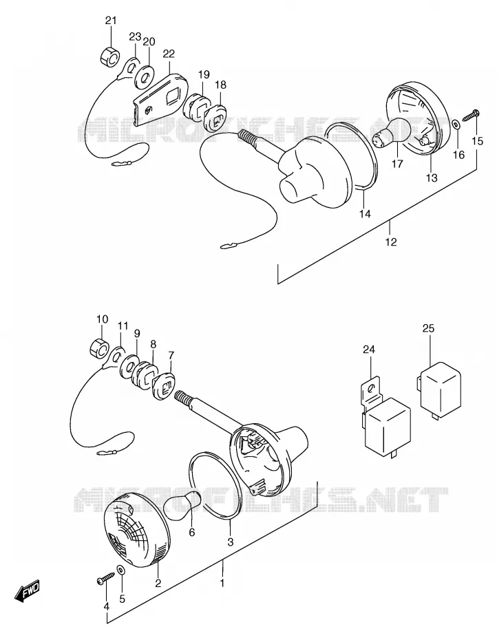 INDICATOREN (GS125ESX E2,GS125SX/SY,GS125SUX/SUY) Suzuki MOTO 125 GS 2000  GS125UY(E71)