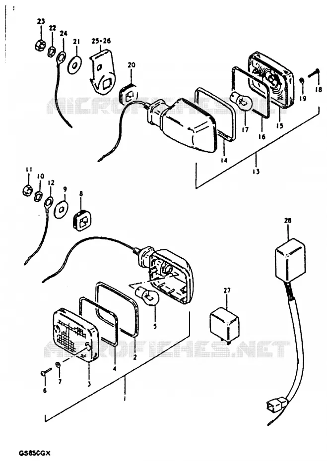 INDICATOREN (MODELE X : E2) Suzuki MOTO 850 GS 1981  GS850GX(T/X)
