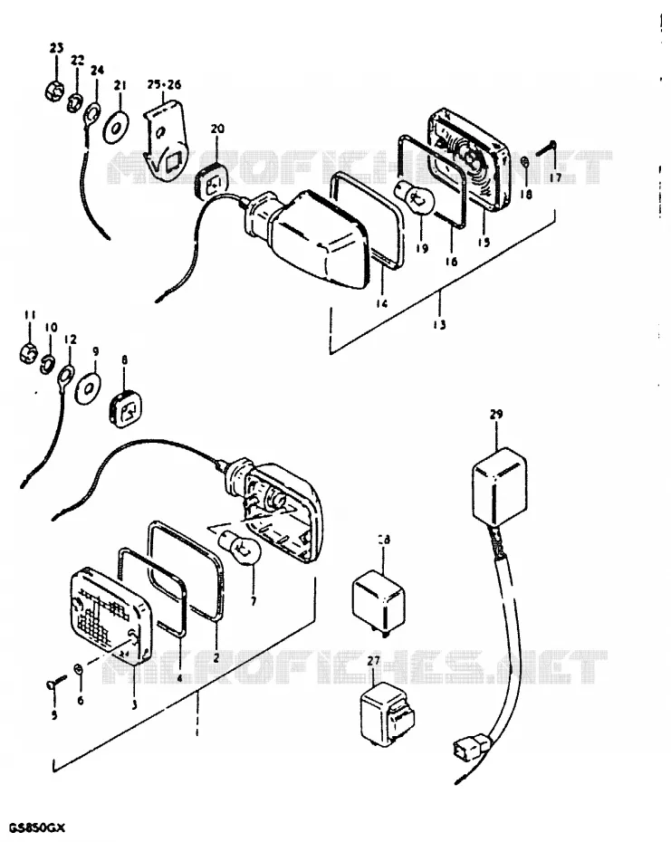 INDICATOREN (MODELE X : E22, E25) Suzuki MOTO 850 GS 1981  GS850GX(T/X)