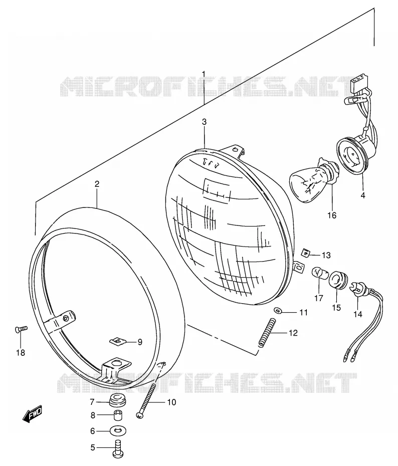 KOPLAMP (E1,E2,E24,P95) Suzuki MOTO 250 GN 1990  GN250L(E2)