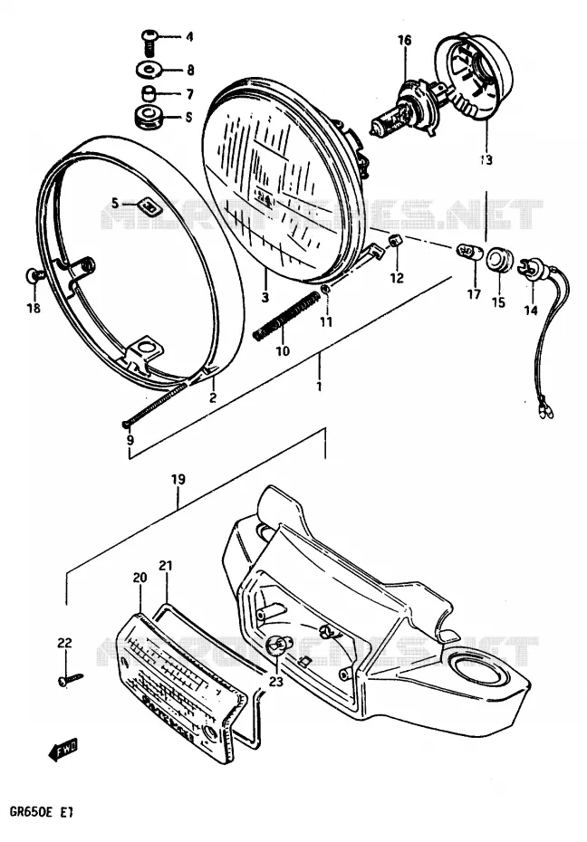 KOPLAMP (E2) Suzuki MOTO 650 TEMPTER 1984  GR650XE(D/E)