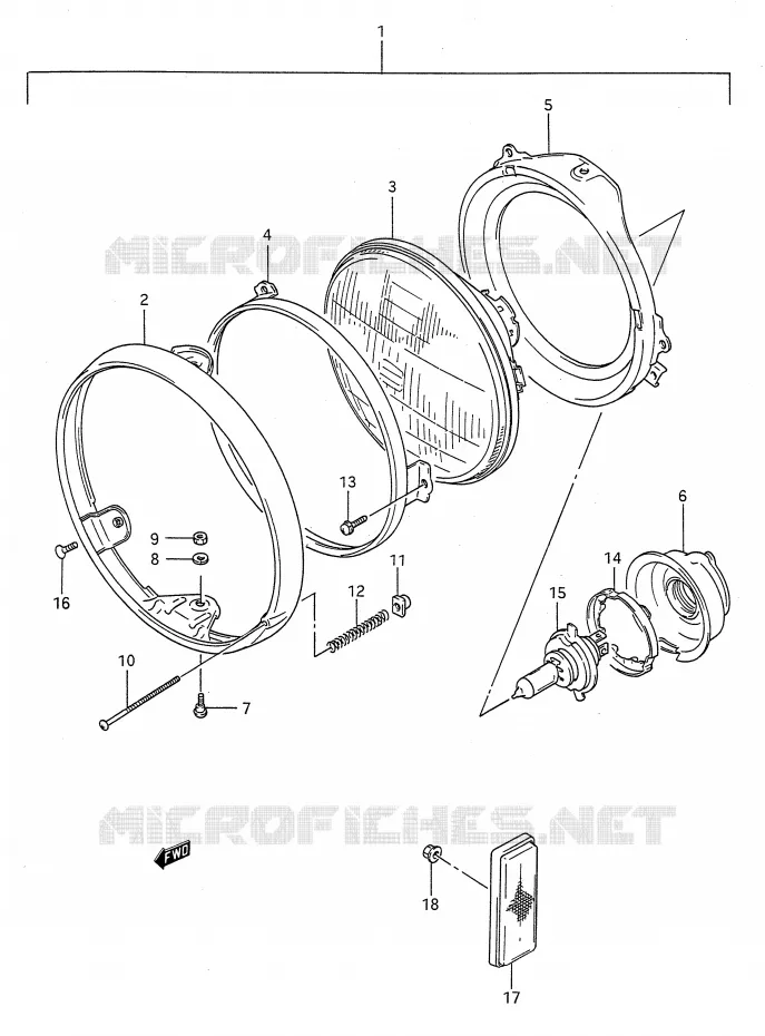 KOPLAMP (MODELE K/L/M/N/P) Suzuki MOTO 500 GS-E 1992  GS500EUN(E28)