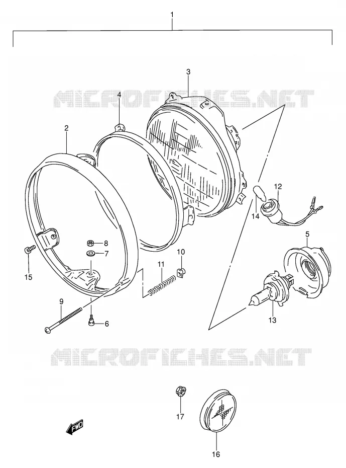 KOPLAMP (MODELE P/R) Suzuki MOTO 500 GS-E 1992  GS500EUN(E2)