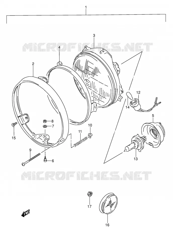 KOPLAMP (MODELE T) Suzuki MOTO 500 GS-E 1991  GS500EM(E2)