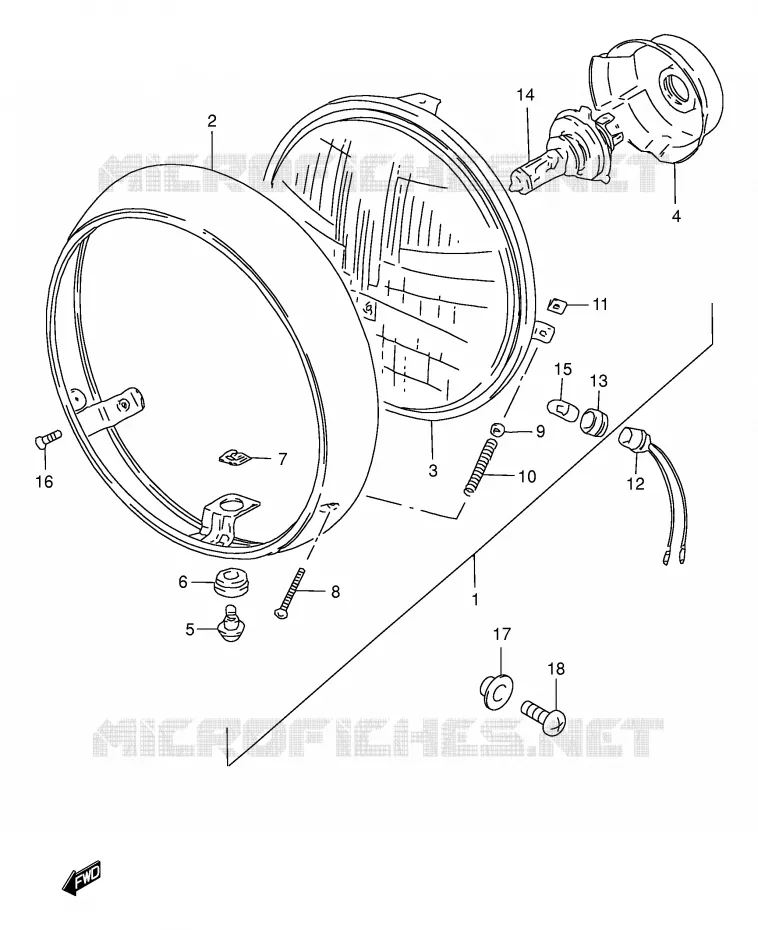 KOPLAMP (MODELE Y E22,E25,E34,E39,E54) Suzuki MOTO 250 GN 1998  GN250EW(E2)