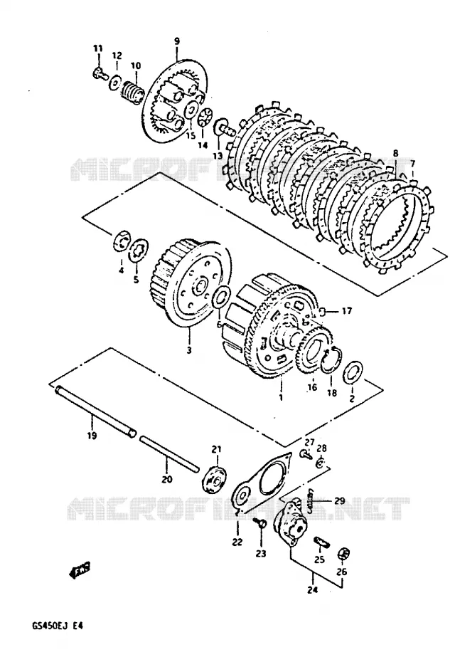 KOPPELING Suzuki MOTO 450 GS-E 1987  GS450EH(E/F/G/H/J)