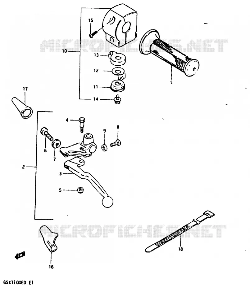 LINKER HANDGREEP (MODELE D) Suzuki MOTO 1100 GSX 1983  GSX1100XD(Z/D)