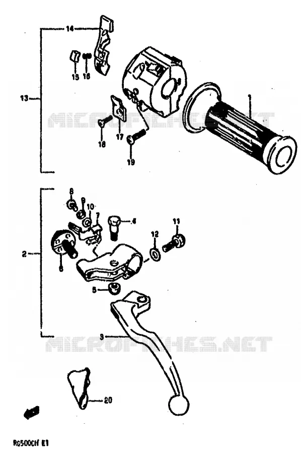 LINKER HANDGREEP (MODELE G) Suzuki MOTO 500 RG 1987  RG500CH(E1)