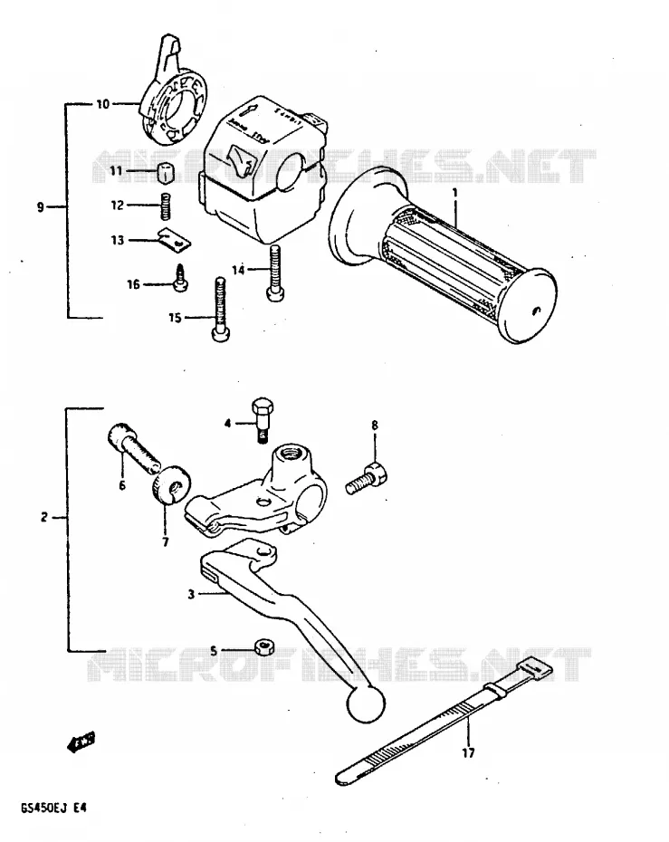 LINKER HANDGREEP (MODELE J) Suzuki MOTO 450 GS-E 1987  GS450EH(E/F/G/H/J)