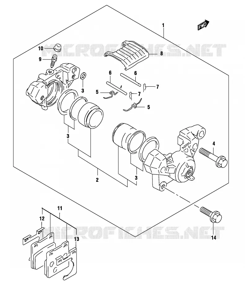 REAR CALIPER (MODELE K4) Suzuki MOTO 500 GS-F 2004  GS500FK4(P19)