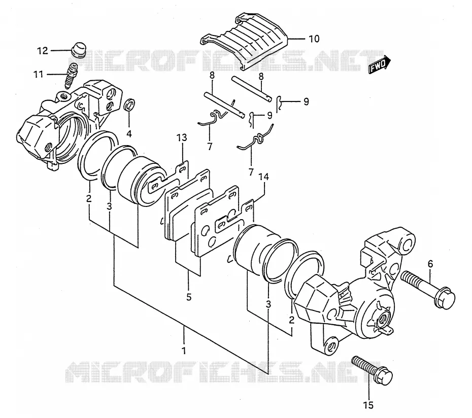 REAR CALIPER (MODELE P/R/S/T) Suzuki MOTO 500 GS-E 1994  GS500EUR(E28)