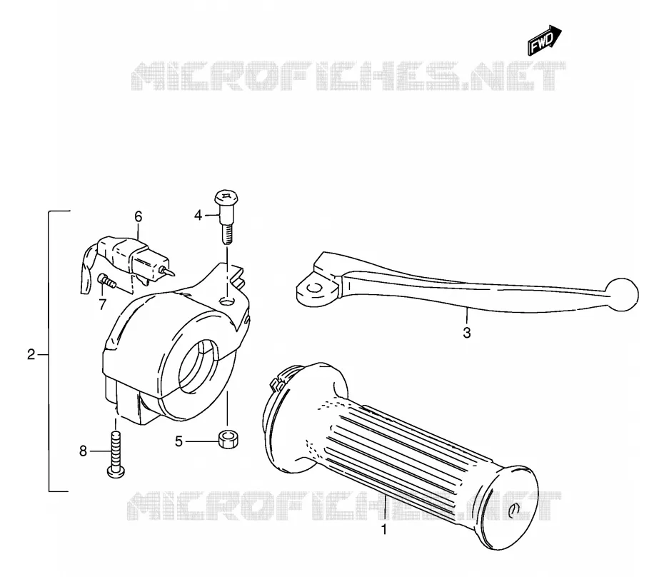 RIGHT SWITCH - HANDGREEP (E1,E2,E16,E50) Suzuki SCOOTER 50 FZ 1989  FZ50K(E1)