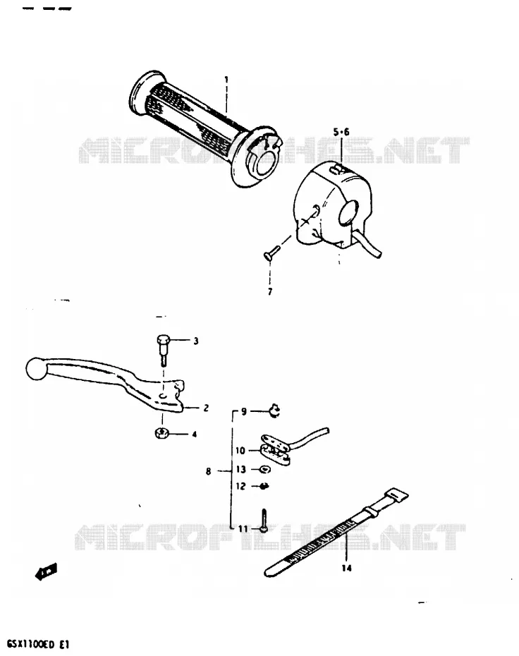 RIGHT SWITCH - HANDGREEP (MODELE D) Suzuki MOTO 1100 GSX-E 1982  GSX1100EZ(Z/D)