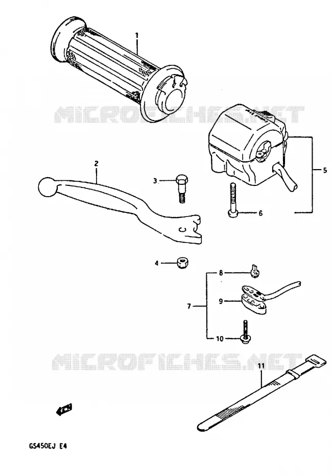 RIGHT SWITCH - HANDGREEP (MODELE J) Suzuki MOTO 450 GS-S 1988  GS450SJ(E/F/G/H/J)