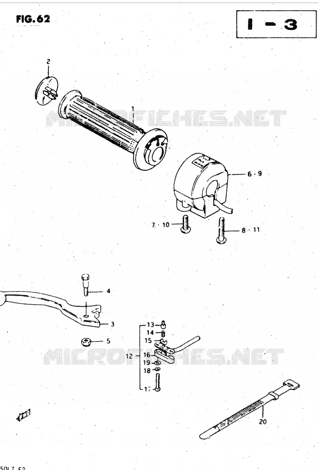 RIGHT SWITCH - HANDGREEP (MODELE T, X) Suzuki MOTO 450 GS-L 1982  GS450LZ(E2)