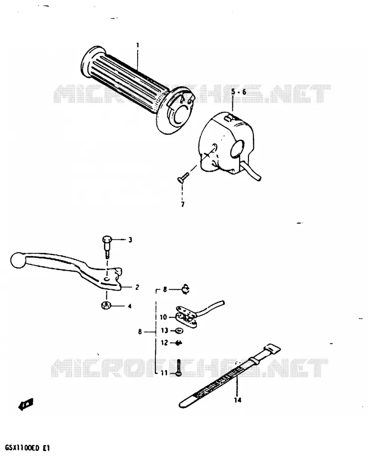 RIGHT SWITCH - HANDGREEP (MODELE Z) Suzuki MOTO 1100 GSX-E 1983  GSX1100ED(Z/D)