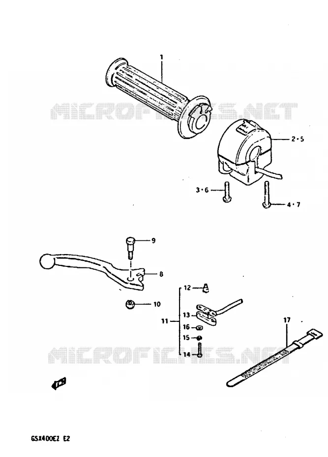 RIGHT SWITCH - HANDGREEP Suzuki MOTO 400 GSX 1982  GSX400SZ