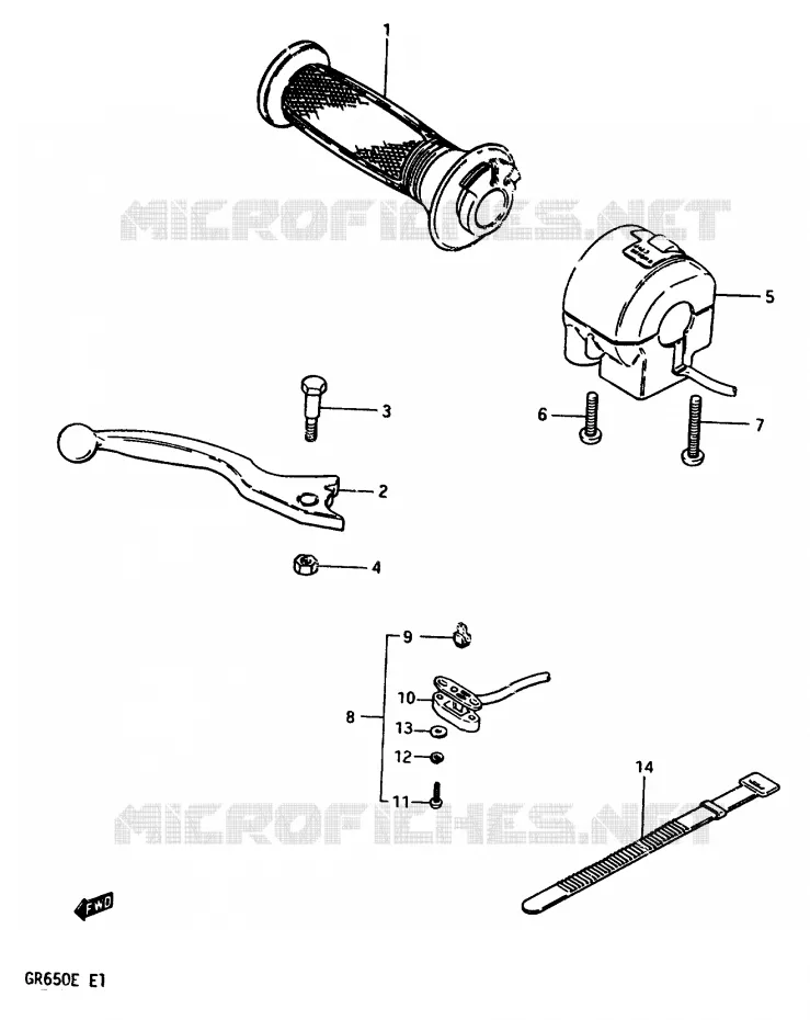 RIGHT SWITCH - HANDGREEP Suzuki MOTO 650 TEMPTER 1983  GR650XD(D/E)