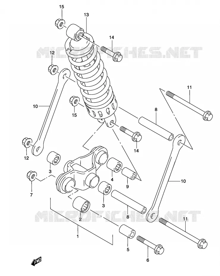 SCHOKBREKER AANEENSCHAKELING (MODELE K3) Suzuki MOTO 500 GS-E 2004  GS500K4(P19)