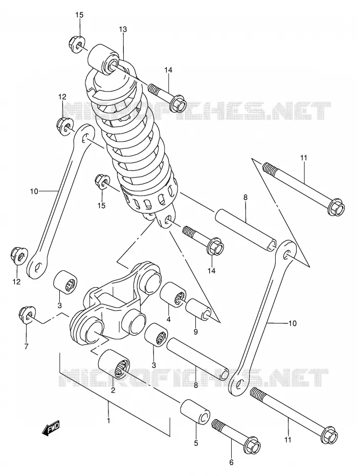 SCHOKBREKER AANEENSCHAKELING (MODELE M/N/P/R/S/T) Suzuki MOTO 500 GS-E 1991  GS500EUM(E2)